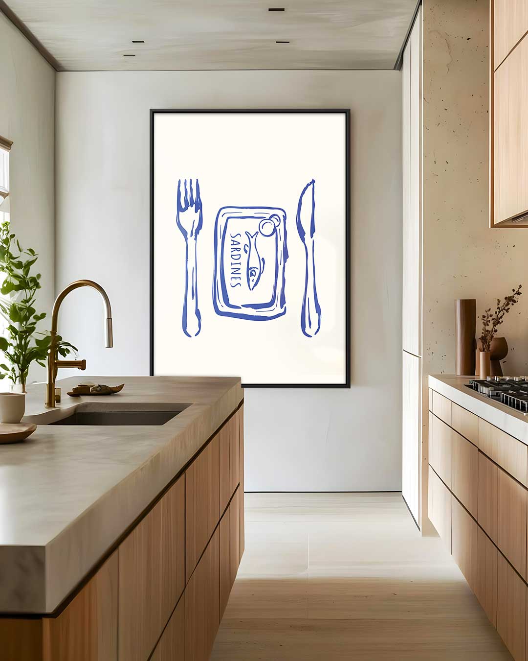 Sardines op Tafel - Grafische Print Kunstwerk-canvas-dibond-plexiglas-wanddecoratie-WallArtistic