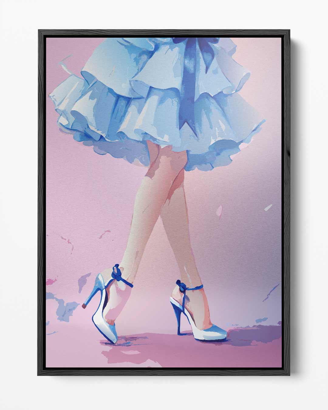 Dansende Elegantie in Blauw Kunstwerk-canvas-dibond-plexiglas-wanddecoratie-WallArtistic