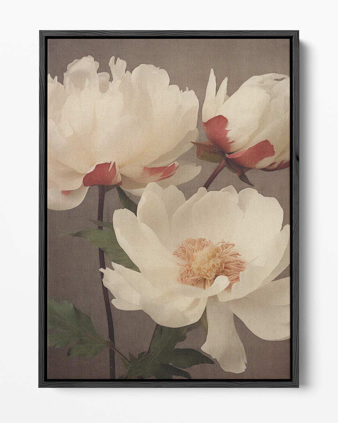 Elegantie van Witte Pioenrozen Kunstwerk-canvas-dibond-plexiglas-wanddecoratie-WallArtistic