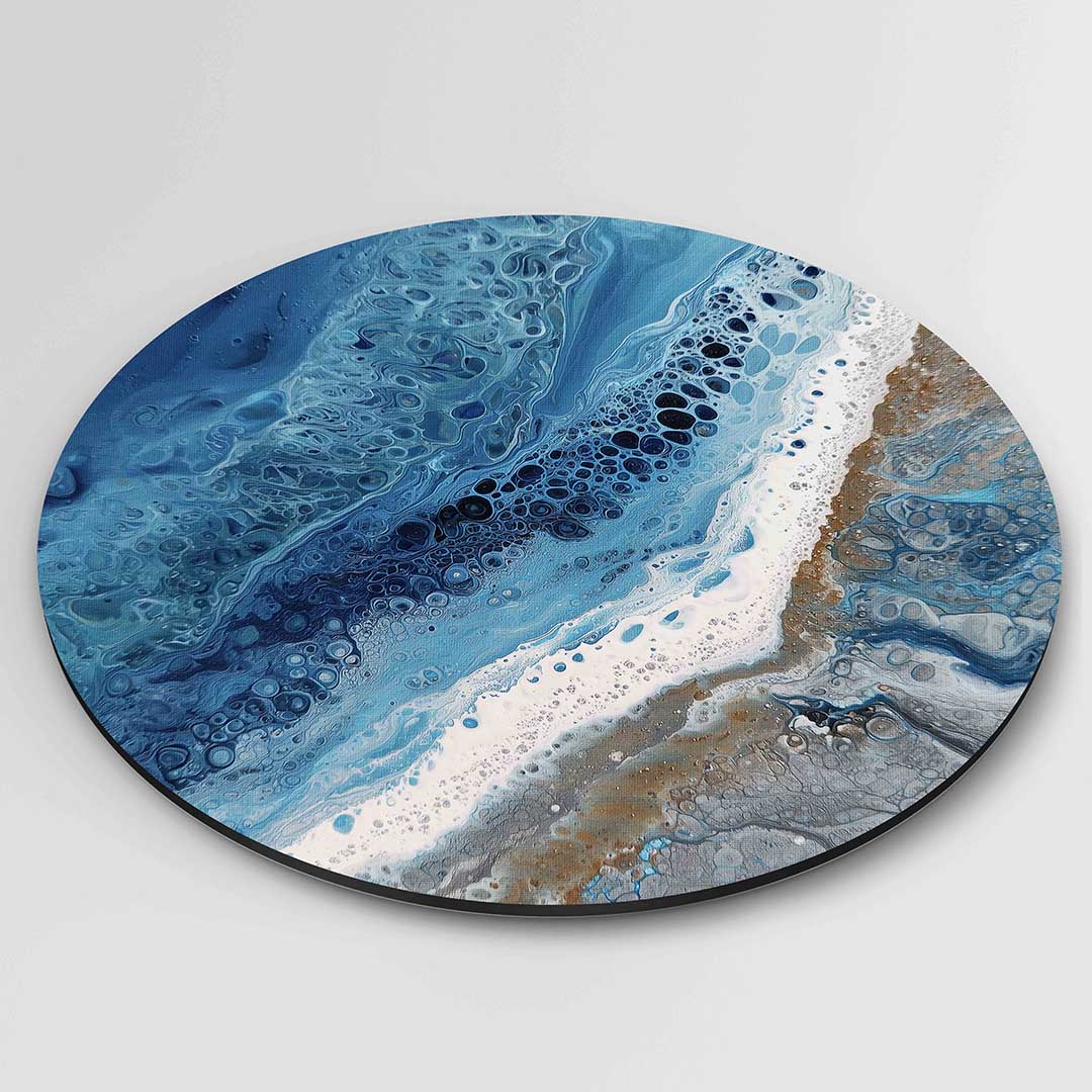 Blauwe en witte golvende Muurcirkel