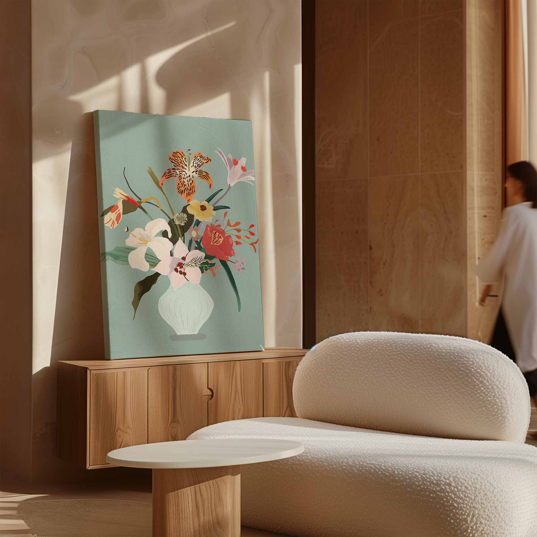 Bloemenpracht in Vaas Kunstwerk-canvas-dibond-plexiglas-wanddecoratie-WallArtistic