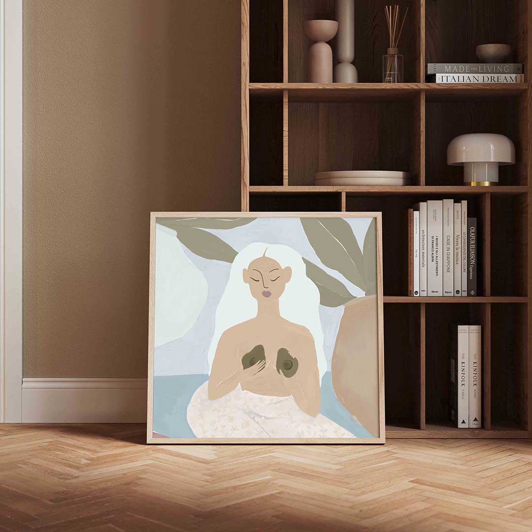 Vrouw met bladeren Poster