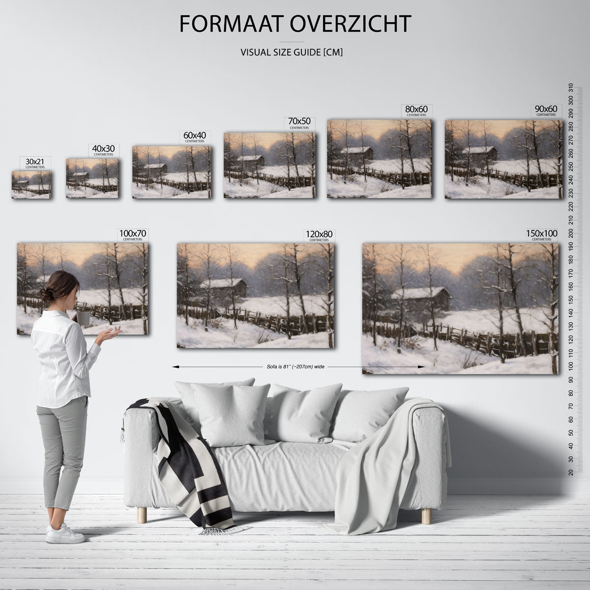 Winterlandschap met huisje Poster