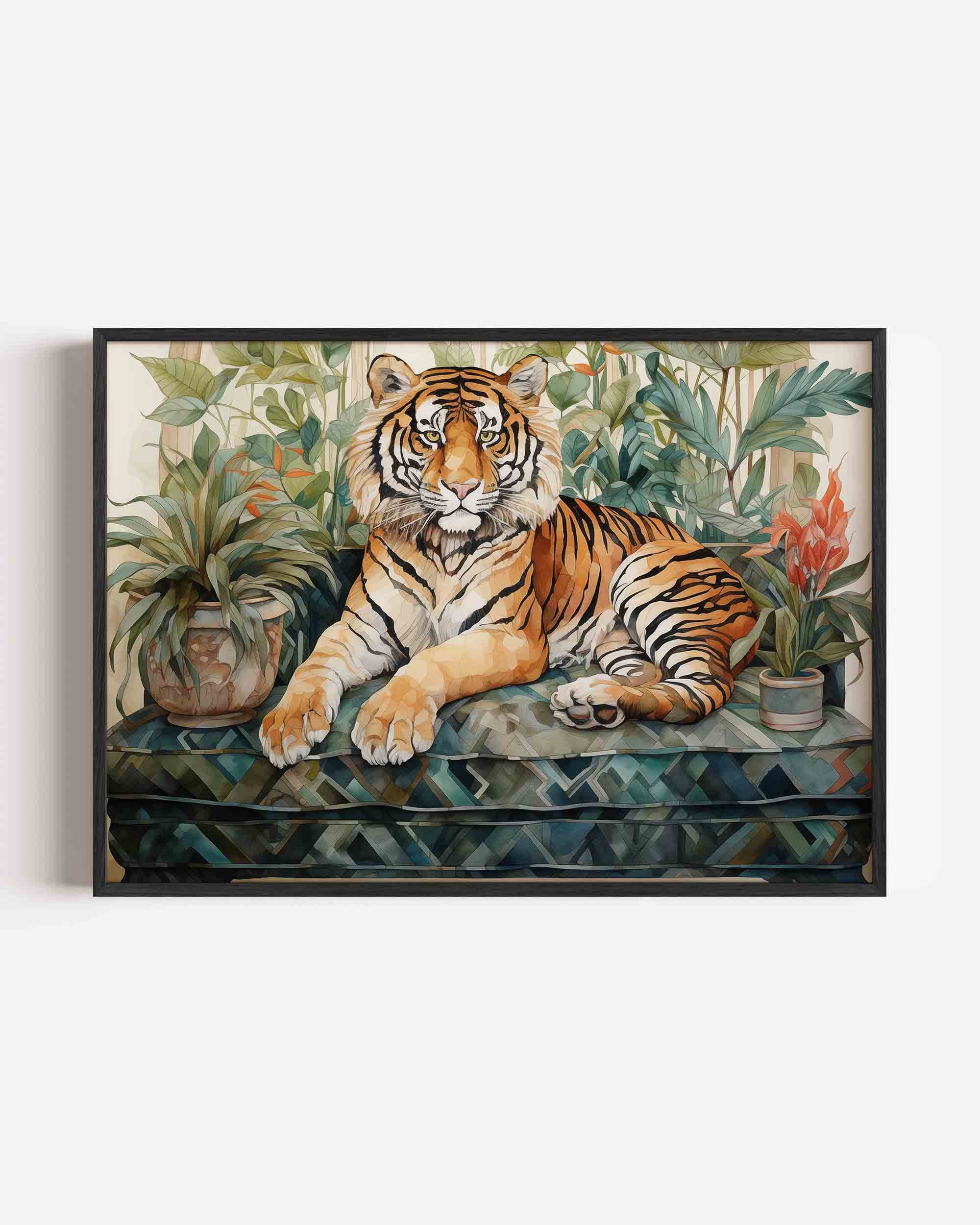 Tijger met planten Poster