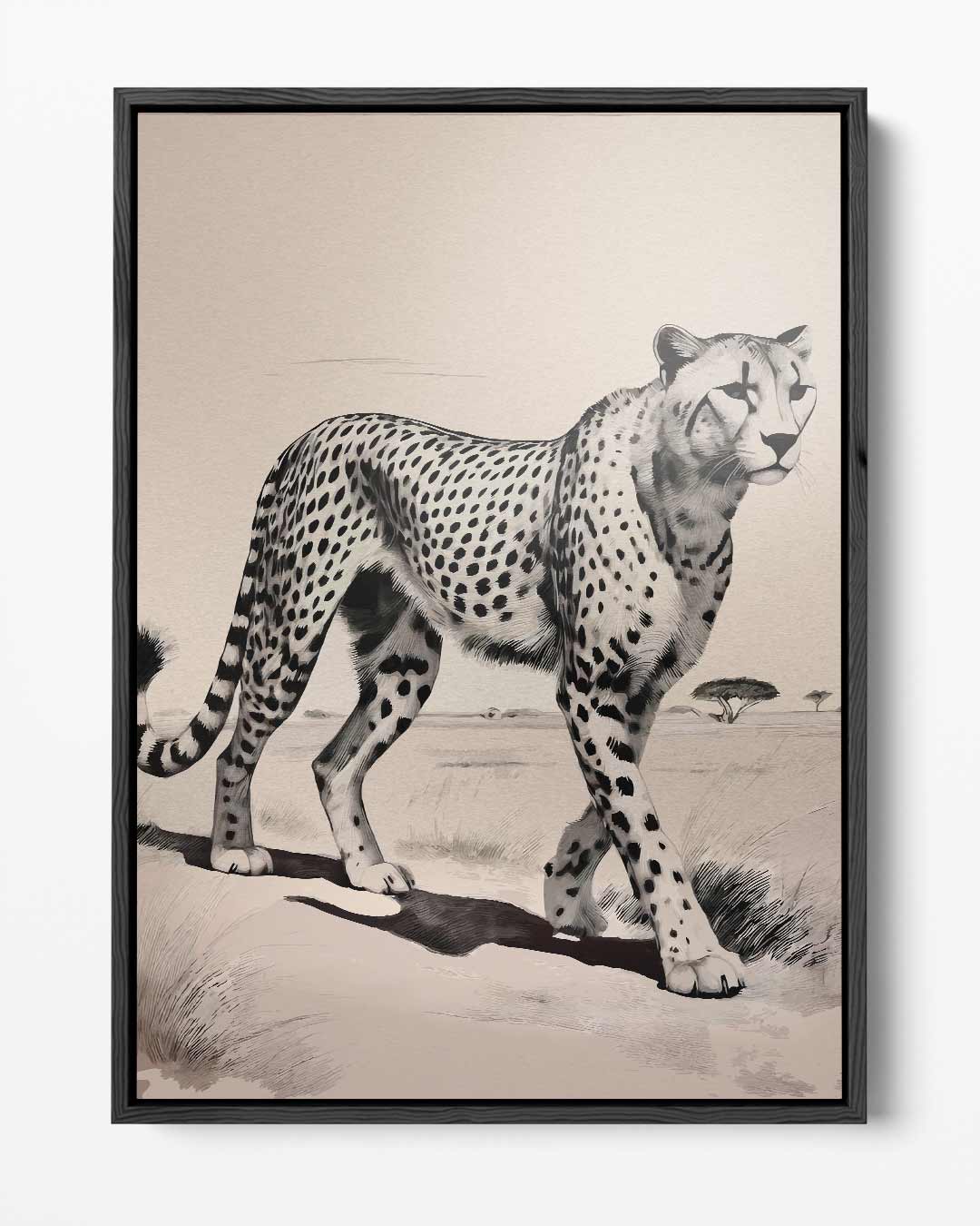 Sierlijke Jachtluipaard Wandeling Kunstwerk-canvas-dibond-plexiglas-wanddecoratie-WallArtistic