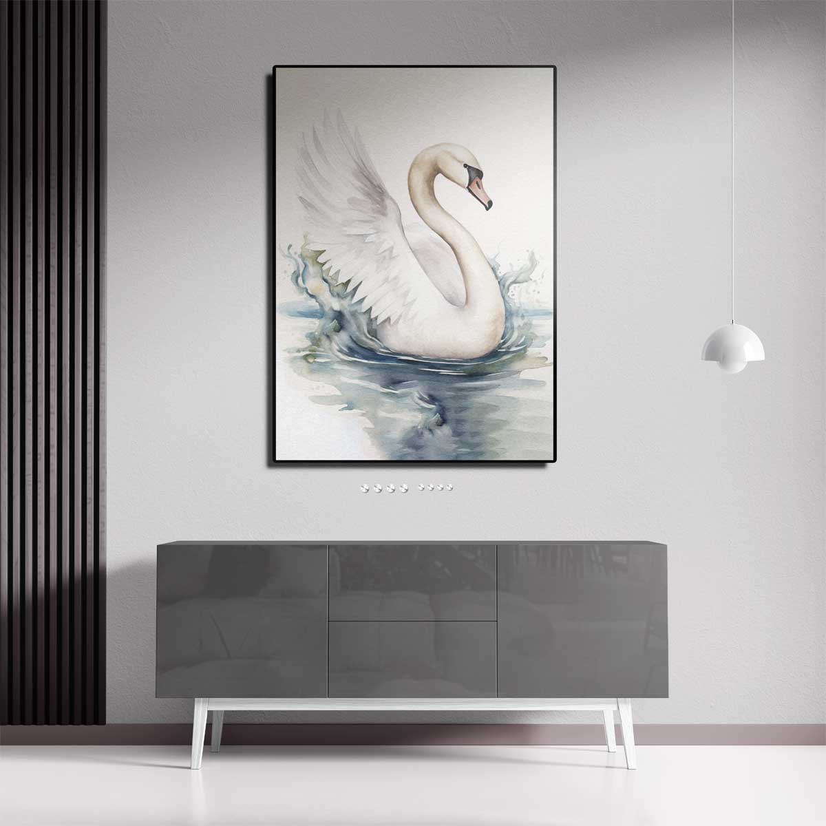 Elegante Zwaan in Beweging Kunstwerk-canvas-dibond-plexiglas-wanddecoratie-WallArtistic