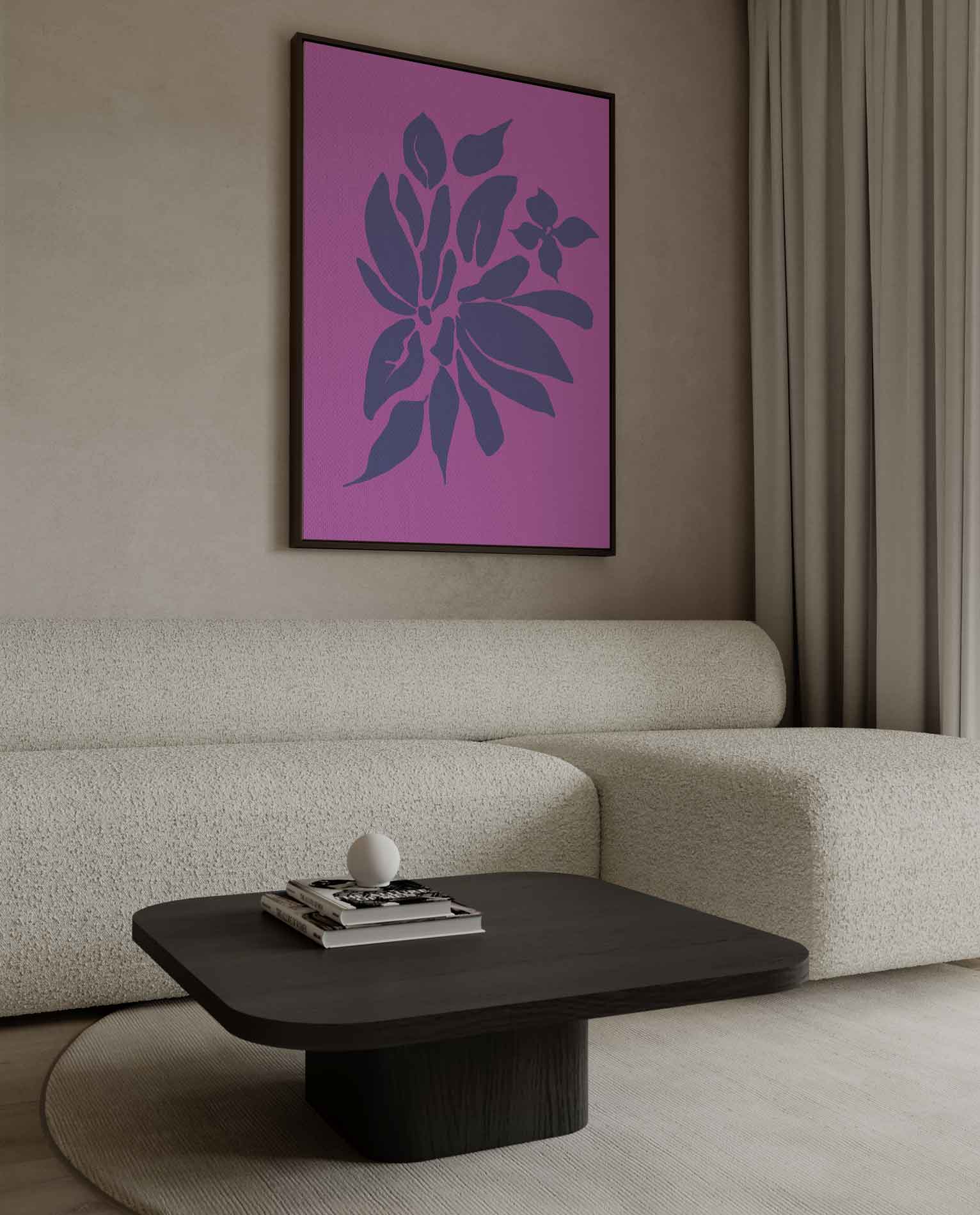 Vrolijke Bloemenprint op Roze Kunstwerk-canvas-dibond-plexiglas-wanddecoratie-WallArtistic