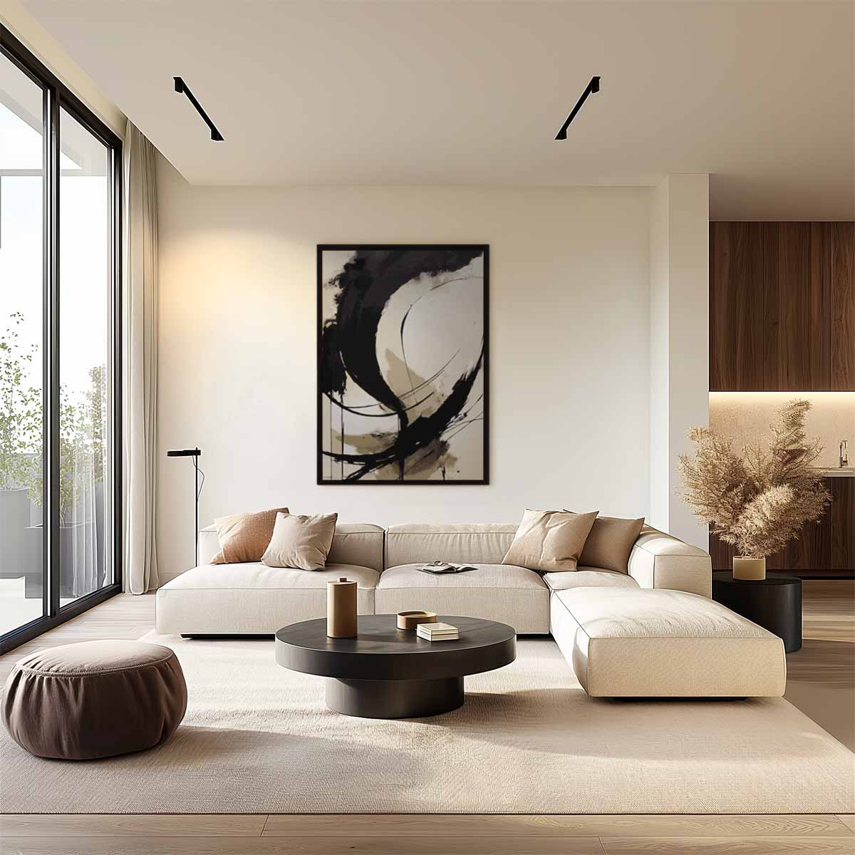 Abstracte Zwarte Kalligrafie Kunstwerk-canvas-dibond-plexiglas-wanddecoratie-WallArtistic