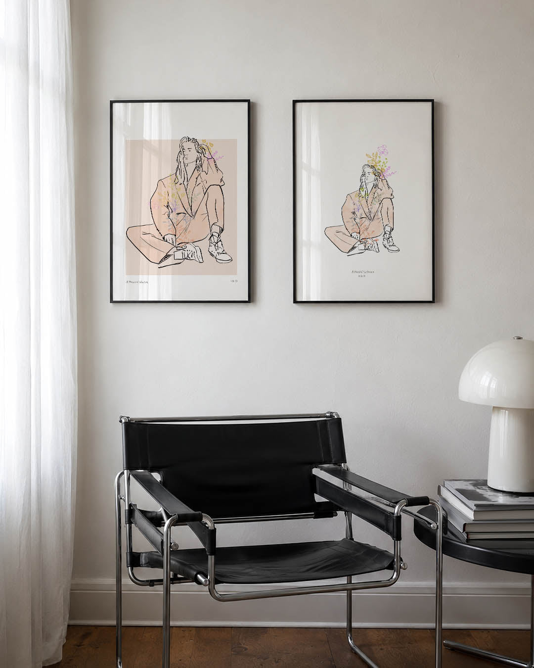 Lijnen en bloemen Posterset