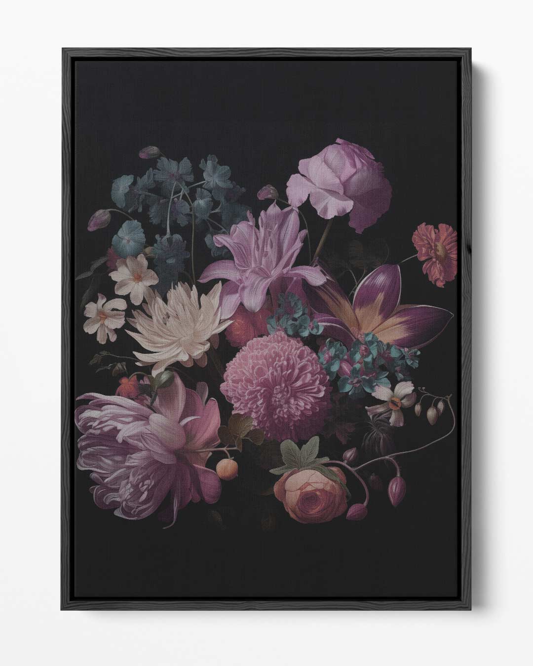 Bloemenexplosie in Donkere Zalen Kunstwerk-canvas-dibond-plexiglas-wanddecoratie-WallArtistic