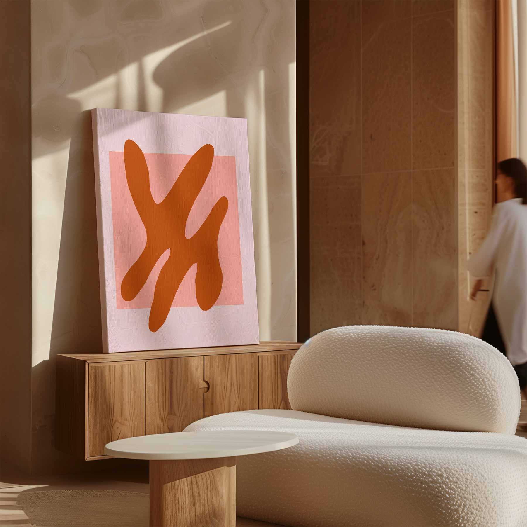 Abstracte Terracotta Vormen Kunstwerk-canvas-dibond-plexiglas-wanddecoratie-WallArtistic