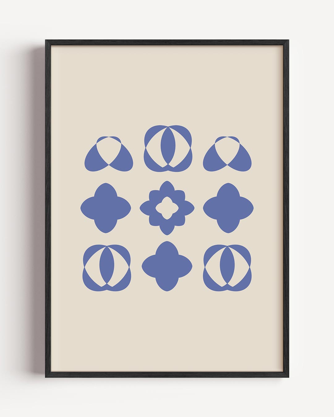 Moderne Blauwe Geometrische Bloemposter-WallArtistic