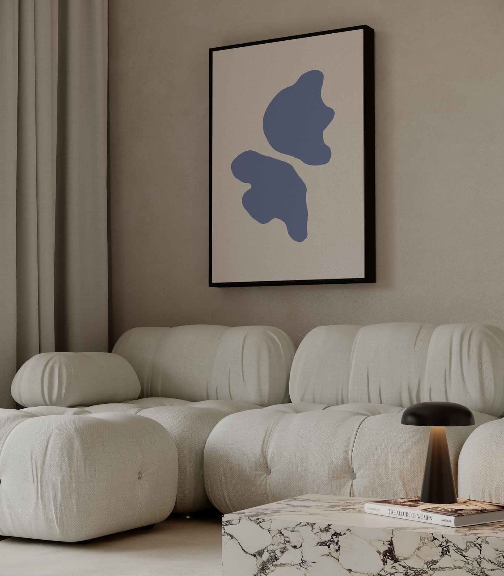 Blauwe Abstracte Vormen Kunstwerk-canvas-dibond-plexiglas-wanddecoratie-WallArtistic