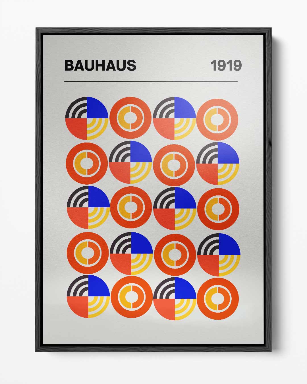 Retro Bauhaus Cirkelpatroon Kunstwerk-canvas-dibond-plexiglas-wanddecoratie-WallArtistic