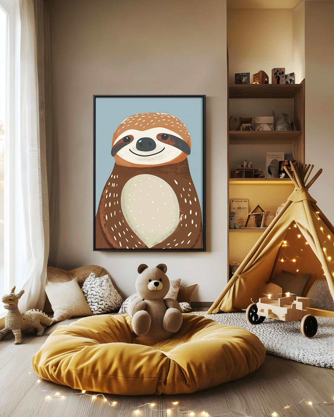 Vrolijke luiaard illustratie Kunstwerk