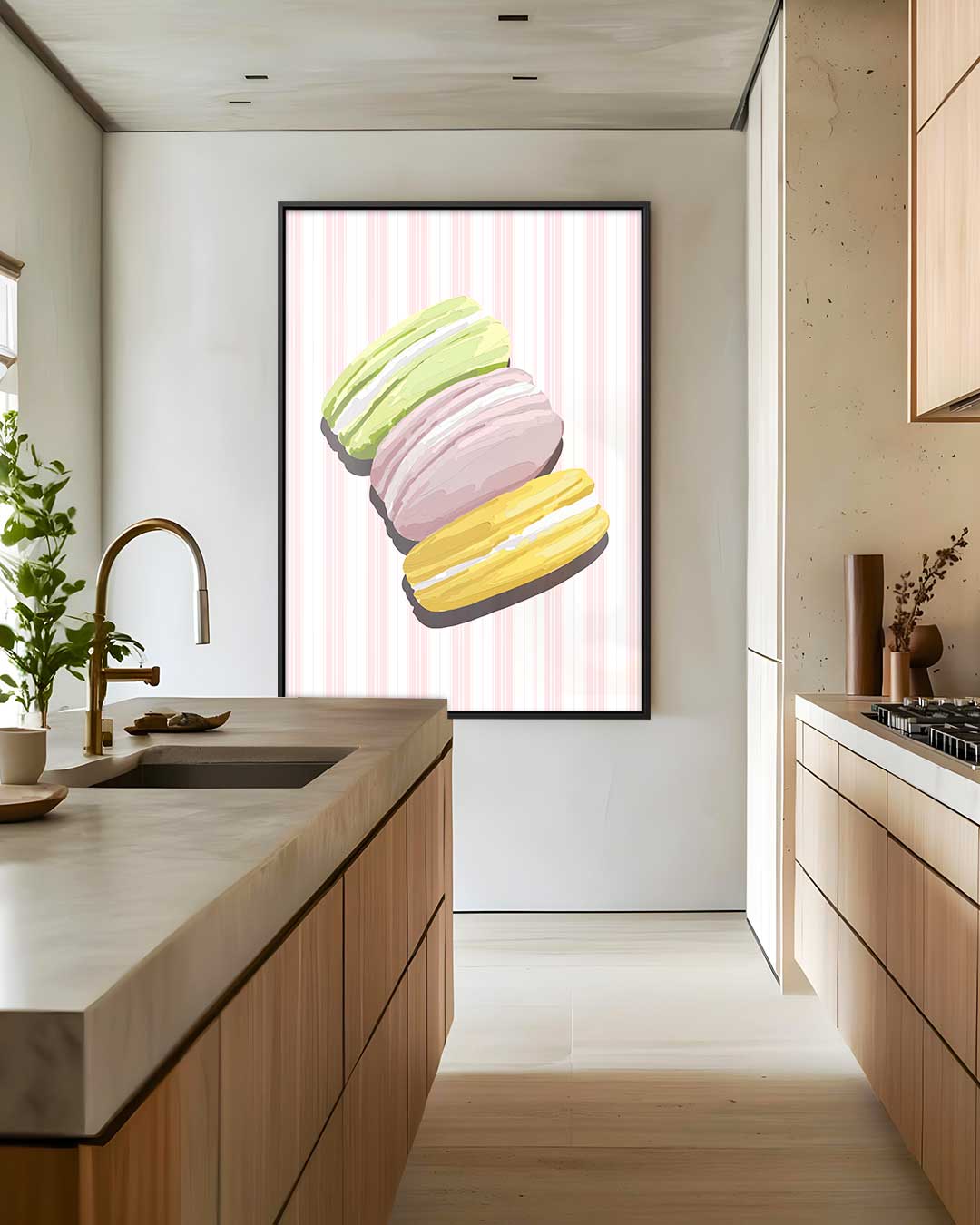 Kleurrijke Macaron Illusie Kunstwerk-canvas-dibond-plexiglas-wanddecoratie-WallArtistic