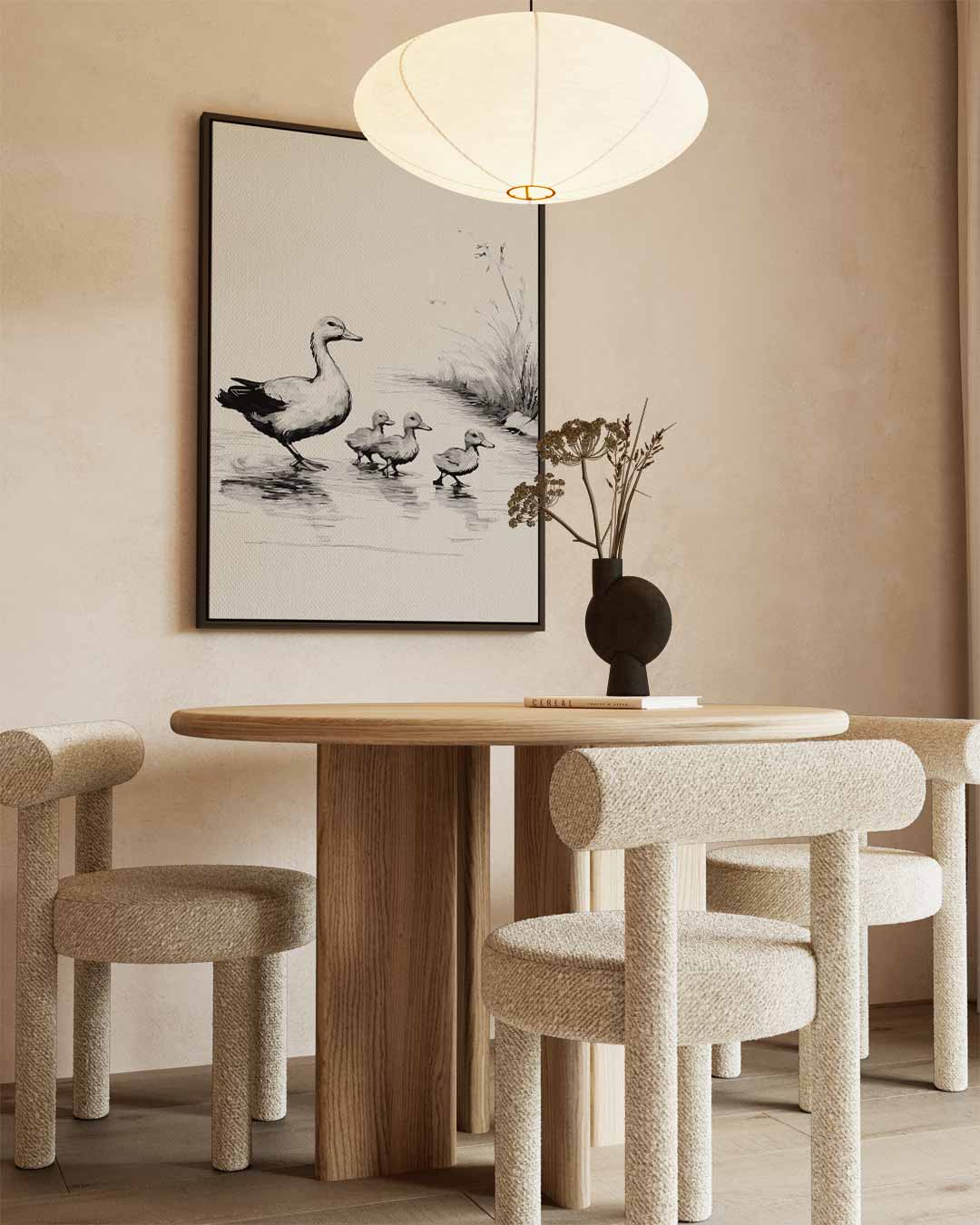 Schattige Eendenfamilie aan het Water Kunstwerk-canvas-dibond-plexiglas-wanddecoratie-WallArtistic