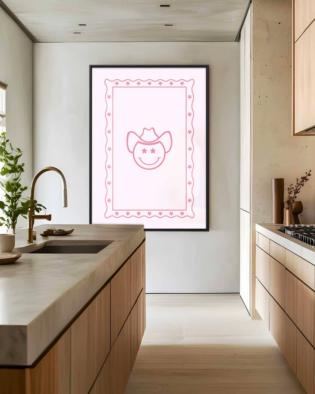 Cowboy Smiley Poster Kunstwerk-canvas-dibond-plexiglas-wanddecoratie-WallArtistic