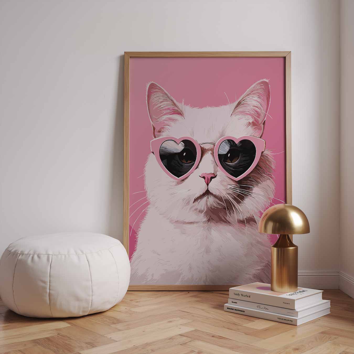 Coole Kat Met Hartjesbril Poster