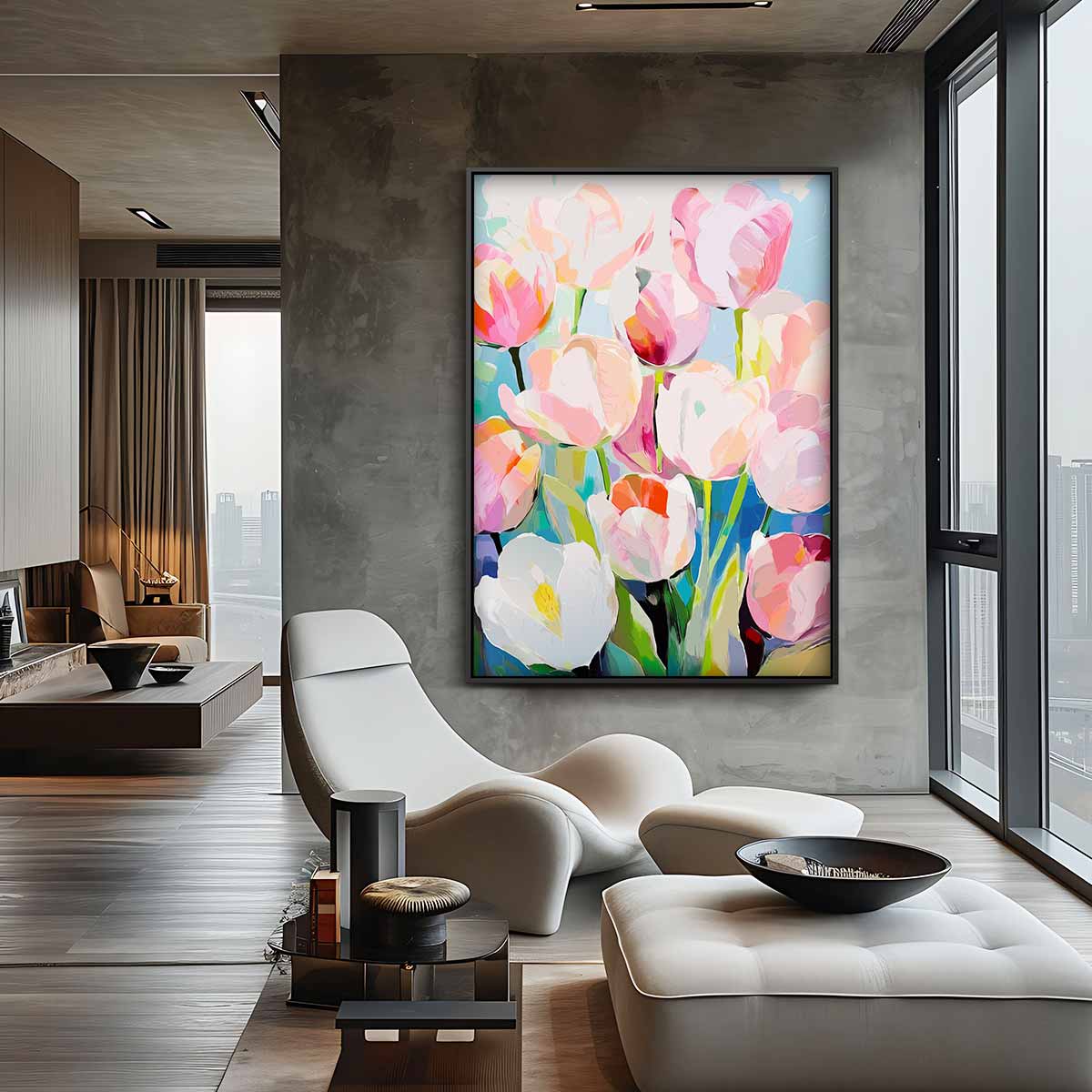 Kleurrijke Lente Tulpen Kunstwerk-canvas-dibond-plexiglas-wanddecoratie-WallArtistic