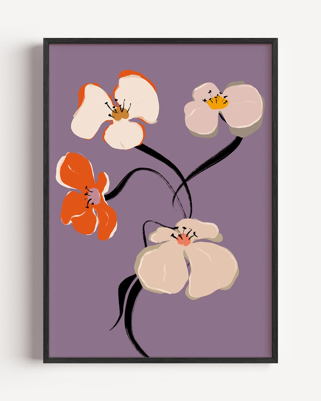 Bloemenpracht op Paarse Achtergrond Poster-WallArtistic