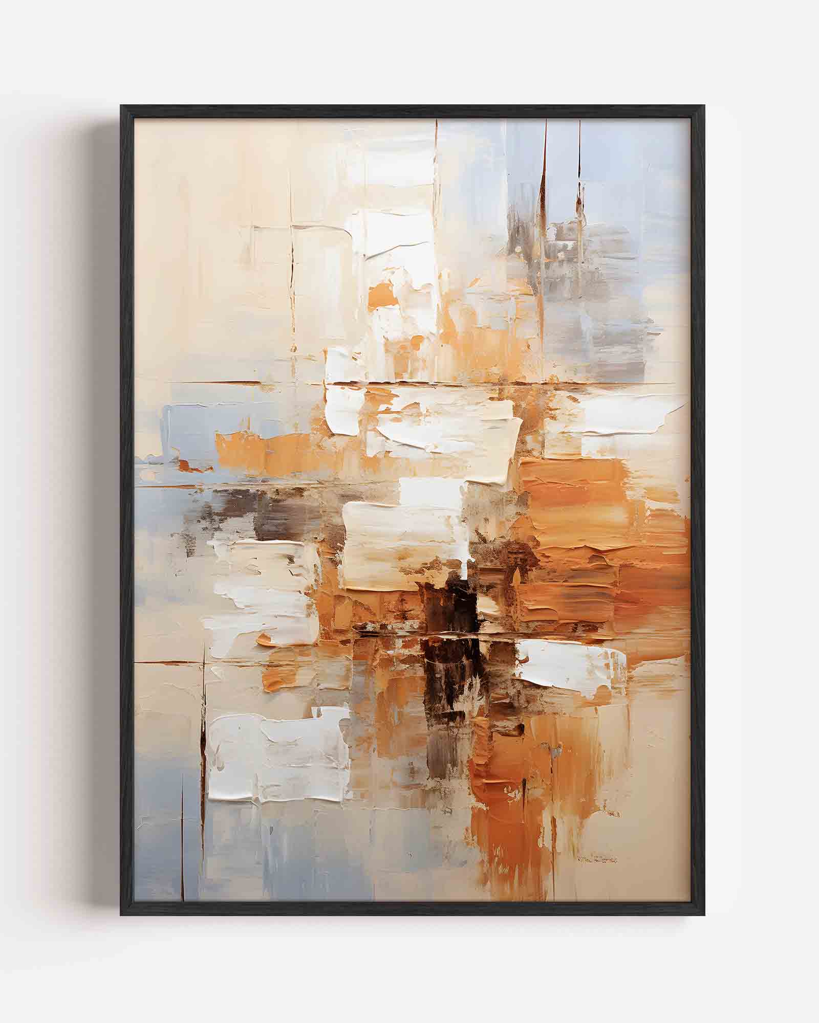 Abstracte beige en oranje Poster
