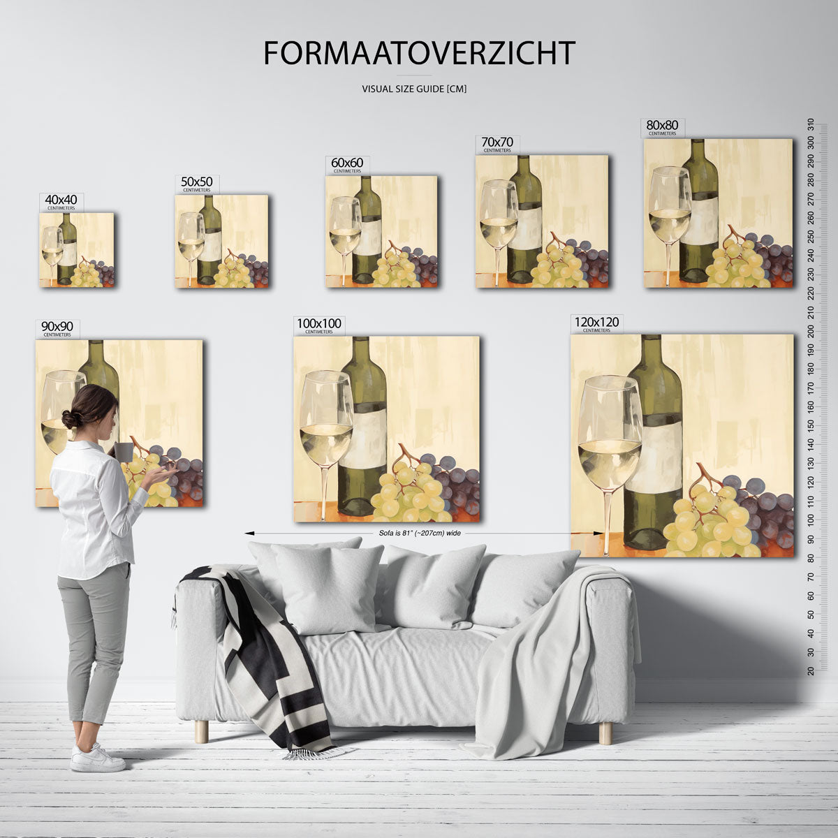 Wijnfles en druiven Poster