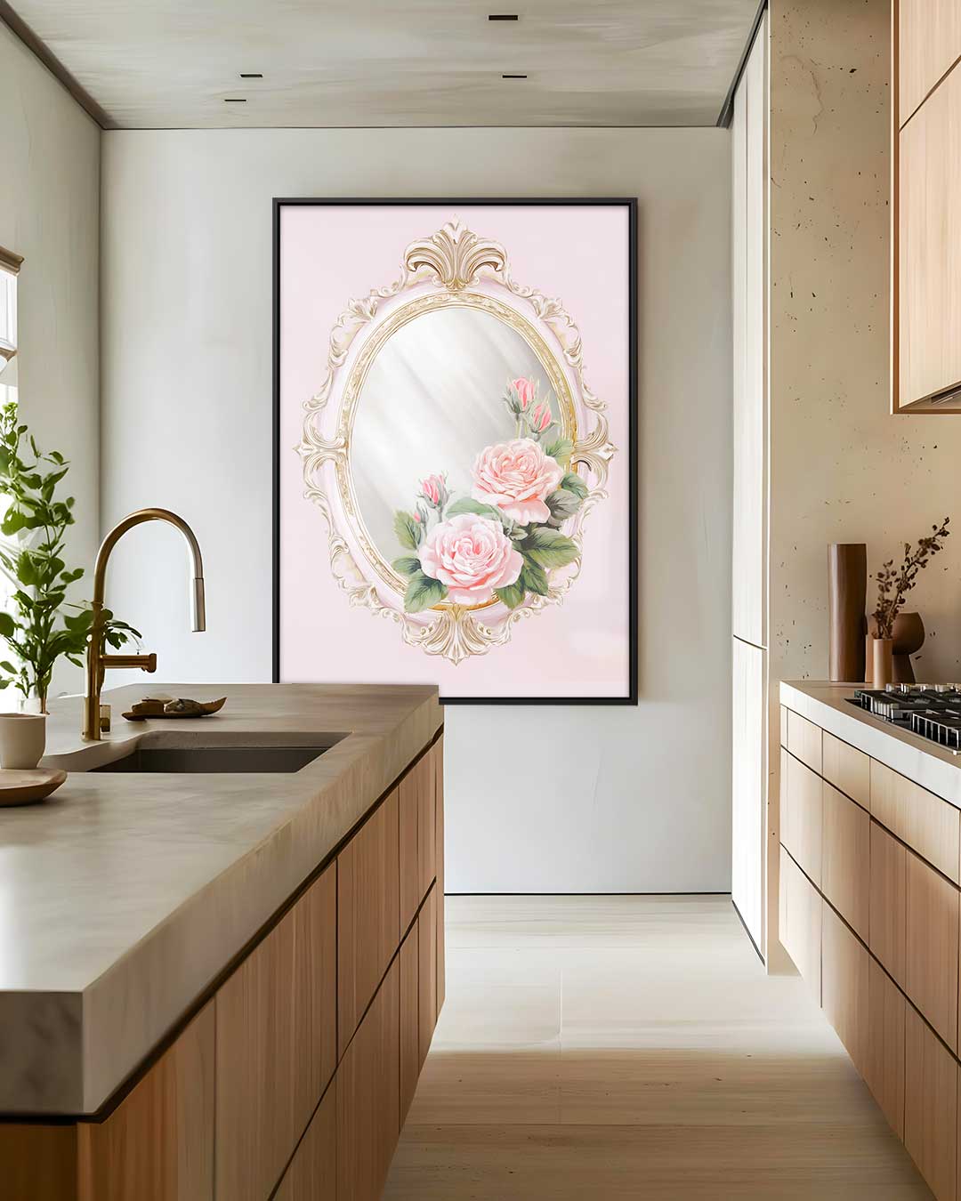 Romantische Rozen Spiegel Kunstwerk-canvas-dibond-plexiglas-wanddecoratie-WallArtistic