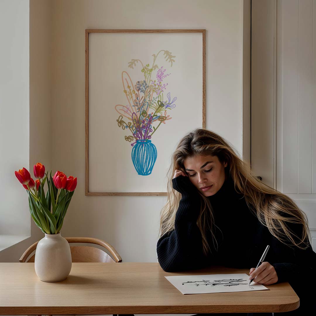 Kleurrijke Bloemenvaas Poster-WallArtistic