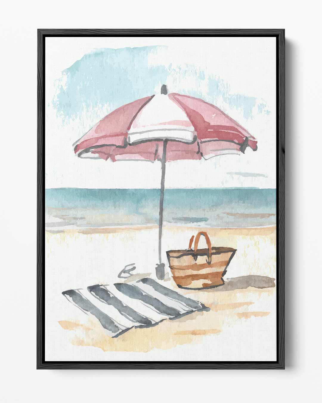 Stranddag in Aquarel Kunstwerk-canvas-dibond-plexiglas-wanddecoratie-WallArtistic