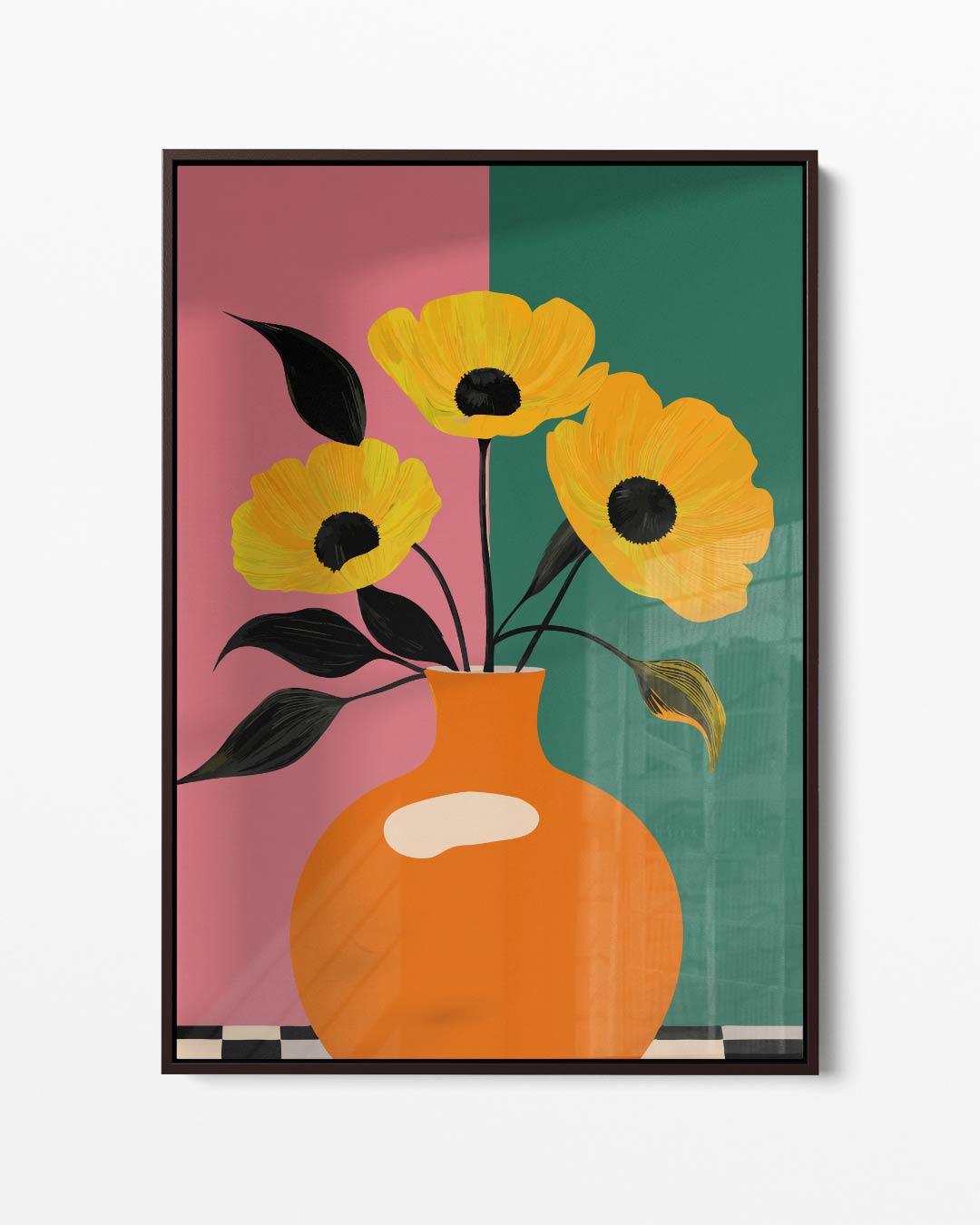 Oranje Bloemenvazen Stilleven Kunstwerk-canvas-dibond-plexiglas-wanddecoratie-WallArtistic