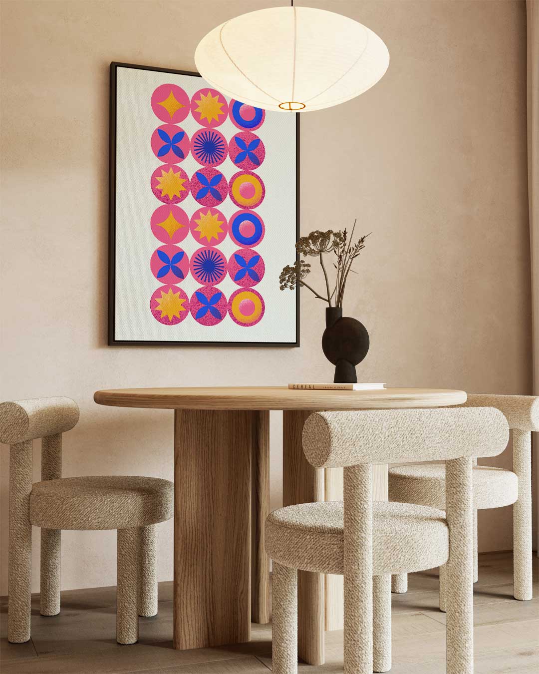 Kleurrijke Retro Cirkelpatronen Kunstwerk-canvas-dibond-plexiglas-wanddecoratie-WallArtistic