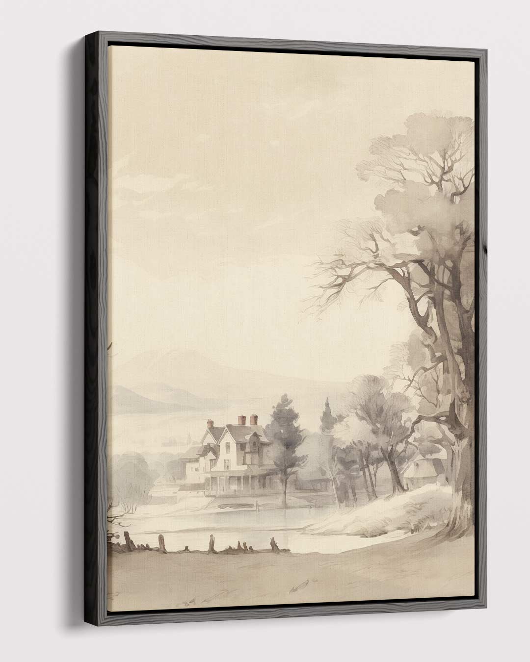 Rustiek Landschap met Landhuis Kunstwerk-canvas-dibond-plexiglas-wanddecoratie-WallArtistic
