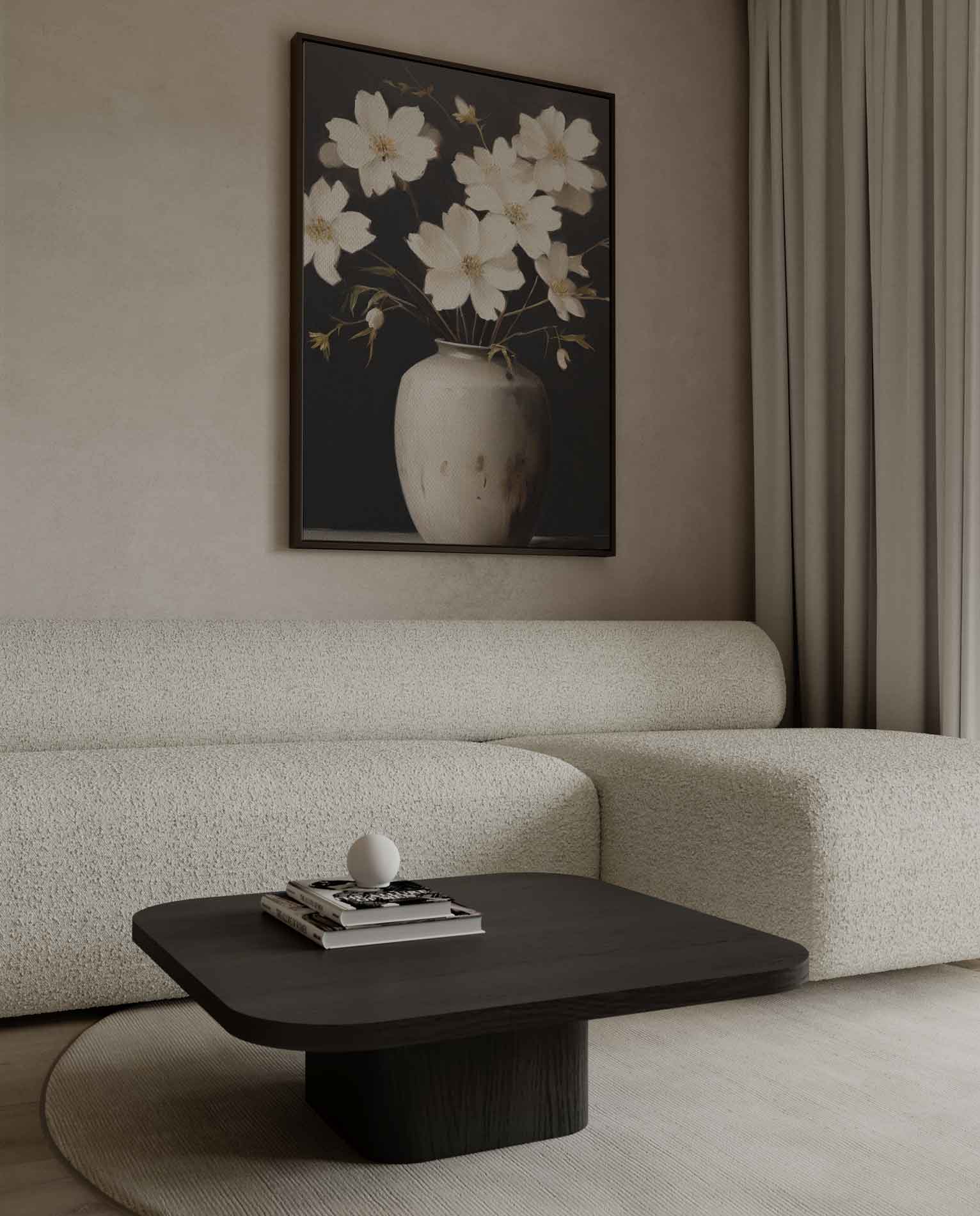 Bloemen in een Witte Vaas Kunstwerk-canvas-dibond-plexiglas-wanddecoratie-WallArtistic
