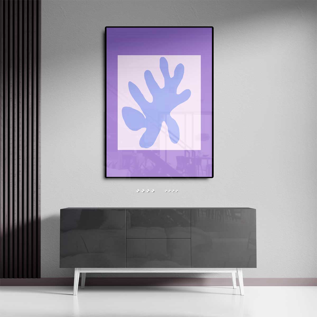 Abstracte Bladvorm in Paarstinten Kunstwerk-canvas-dibond-plexiglas-wanddecoratie-WallArtistic