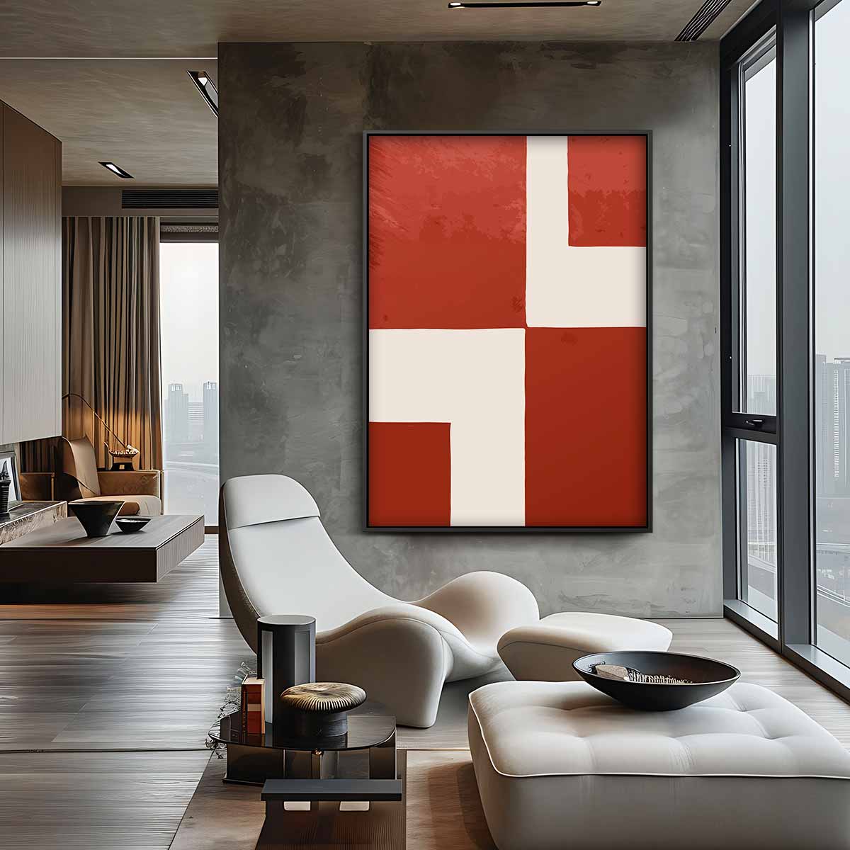 Abstract Rood-Blok Kunstwerk Kunstwerk-canvas-dibond-plexiglas-wanddecoratie-WallArtistic