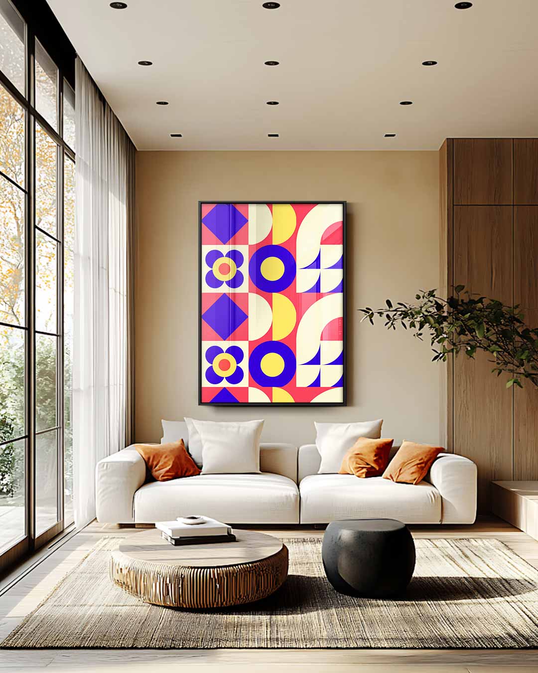 Retro Geometrische Print Kunstwerk-canvas-dibond-plexiglas-wanddecoratie-WallArtistic