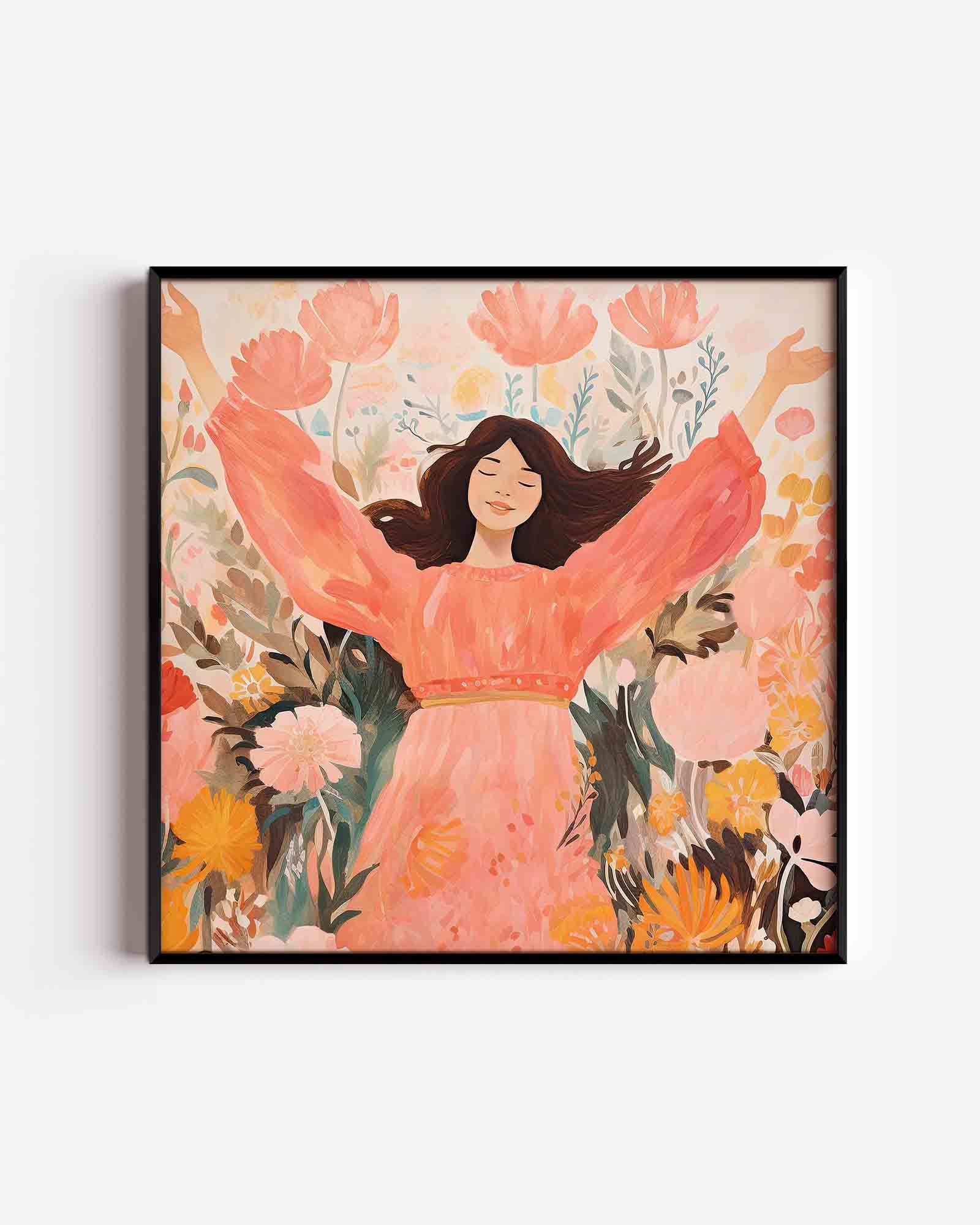 Vrouw in bloemen Poster