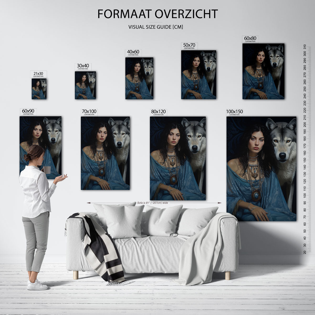 Vrouw en wolf Poster