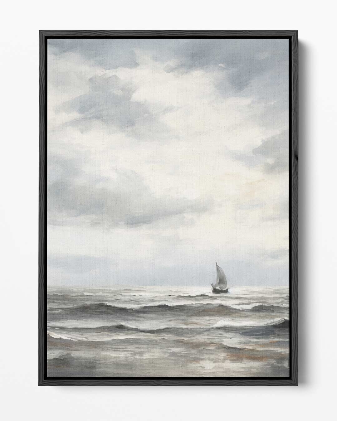Eenzaam Zeilschip op de Woelige Zee Kunstwerk-canvas-dibond-plexiglas-wanddecoratie-WallArtistic