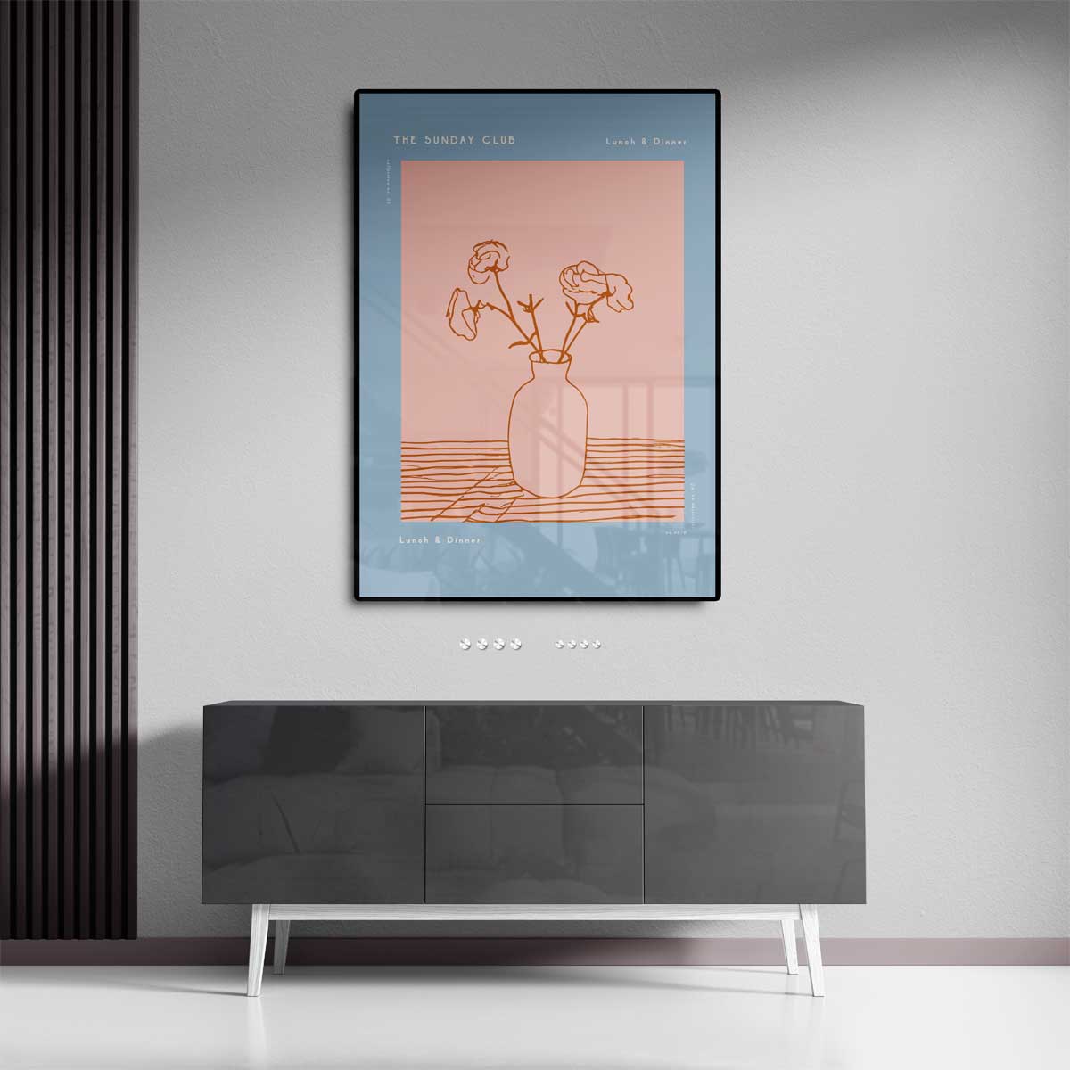 Eenvoudige Bloemenvaas Kunstwerk-canvas-dibond-plexiglas-wanddecoratie-WallArtistic