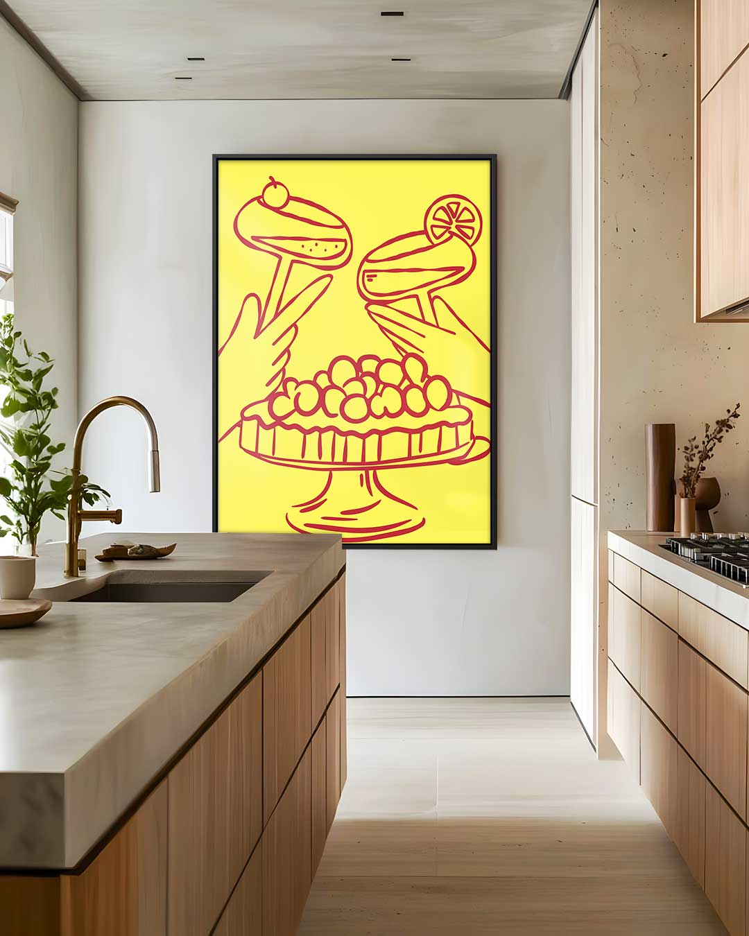 Feestelijke Toast en Taart Kunstwerk-canvas-dibond-plexiglas-wanddecoratie-WallArtistic