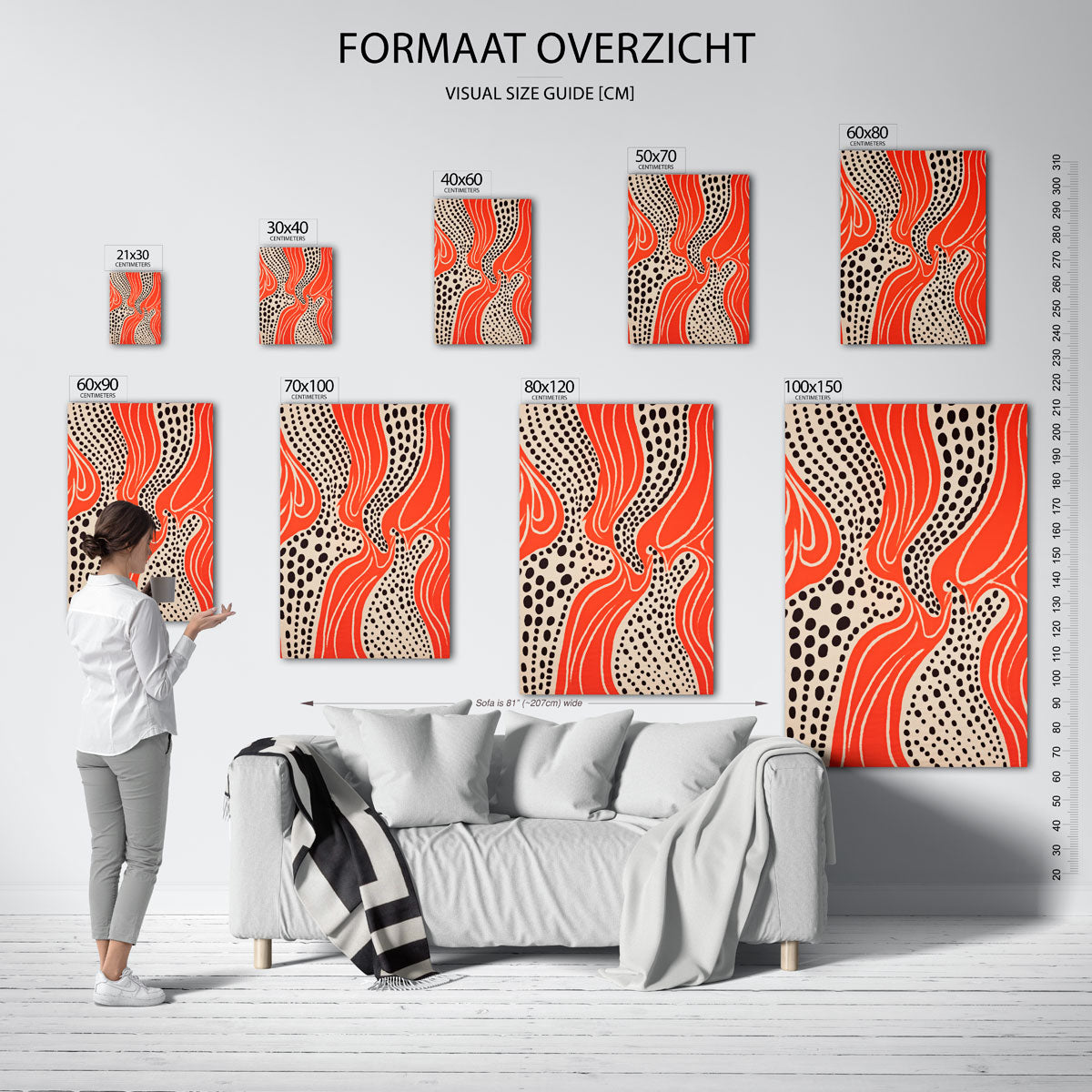 Golvende stippen en lijnen Poster