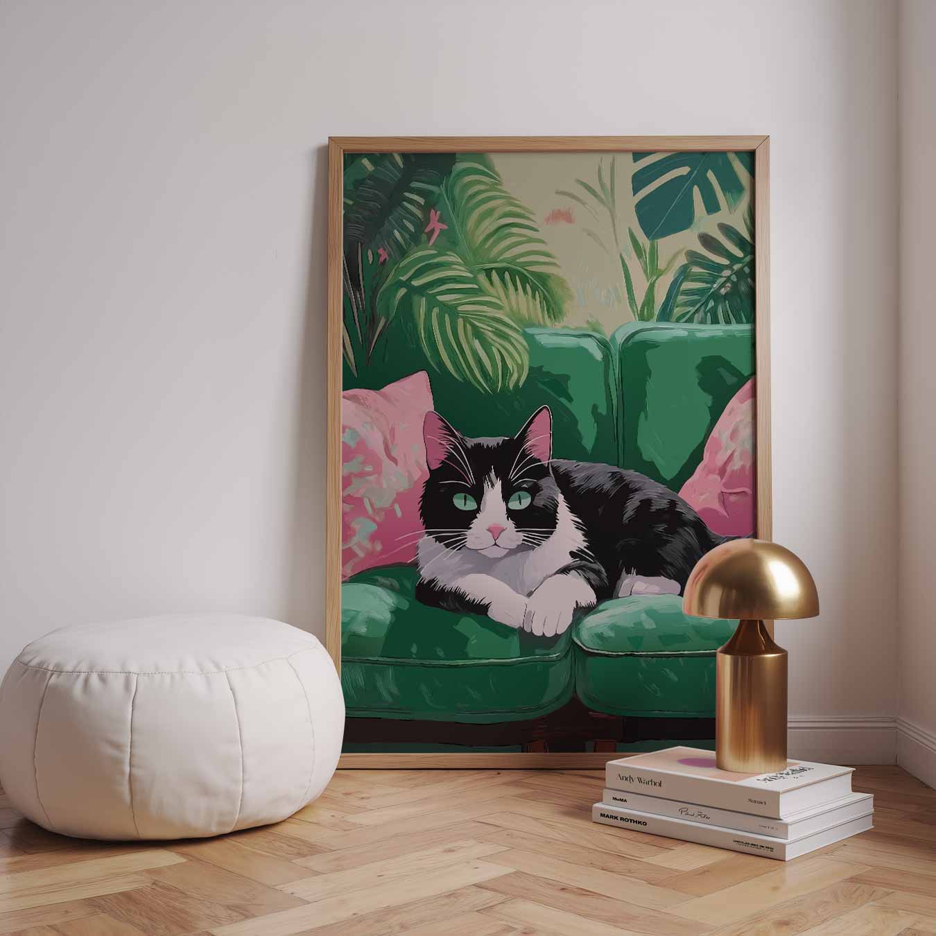 Tropische Kat Op Een Groene Bank Poster