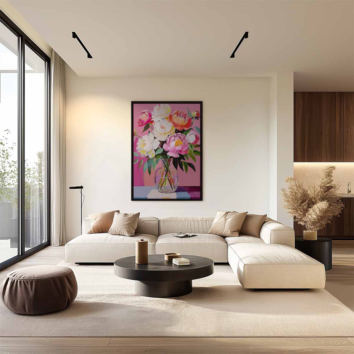 Vrolijke Bloemenpracht in Vaasje Kunstwerk-canvas-dibond-plexiglas-wanddecoratie-WallArtistic