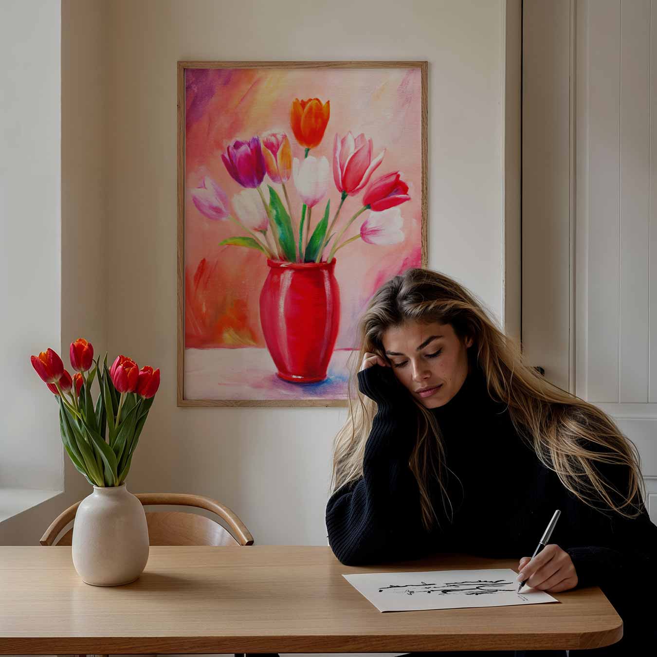Vrolijke Tulpenvaas Poster
