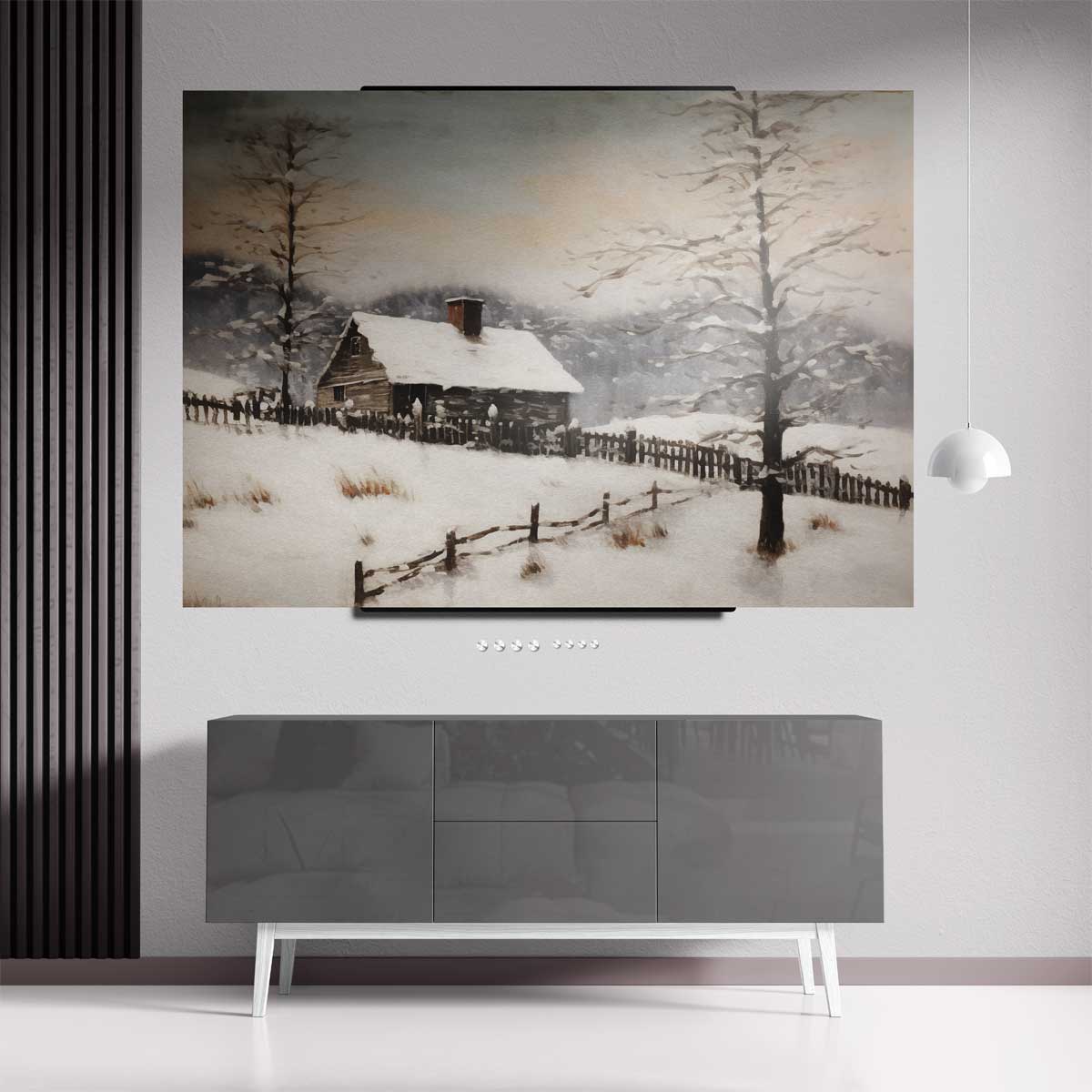 Winterhut in de Sneeuw Kunstwerk-canvas-dibond-plexiglas-wanddecoratie-WallArtistic