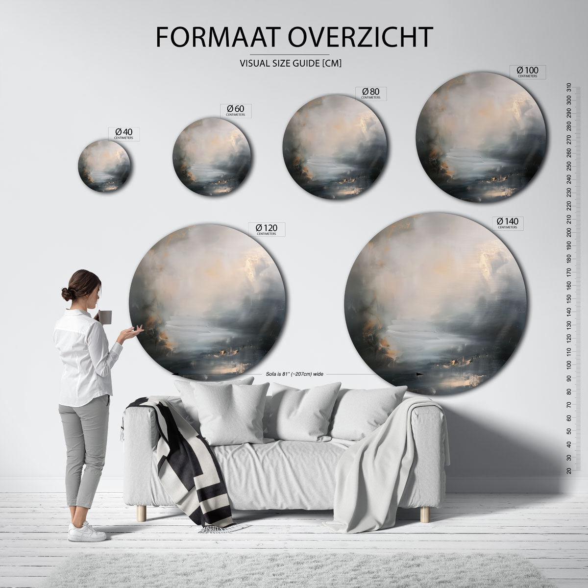 Abstracte grijze Muurcirkel