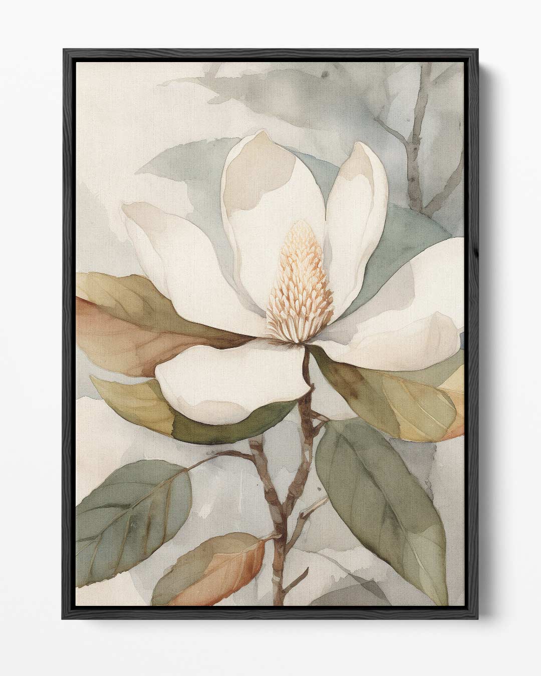 Elegante Magnolia Aquarel Kunstwerk-canvas-dibond-plexiglas-wanddecoratie-WallArtistic