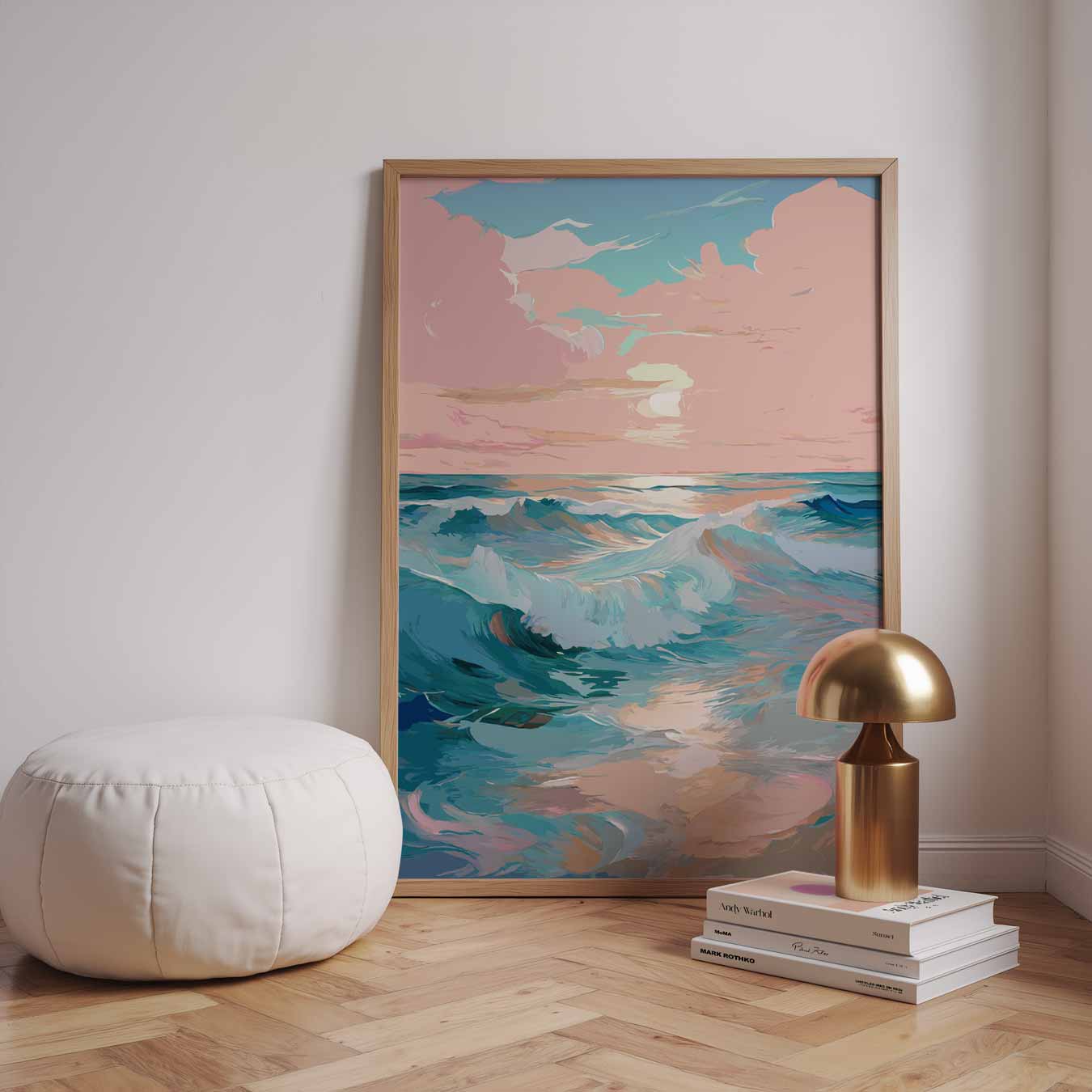 Dromerige Oceaangolven bij Zonsondergang Poster